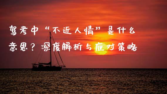 驾考中“不近人情”是什么意思？深度解析与应对策略_https://m.sdyuehang.cn_国际期货恒指直播间_第1张