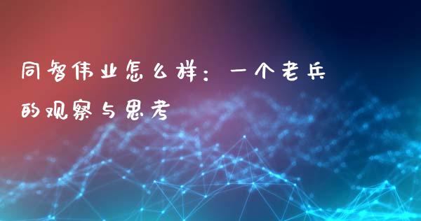 同智伟业怎么样：一个老兵的观察与思考_https://m.sdyuehang.cn_恒指直播_第1张
