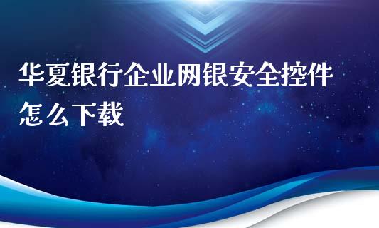 华夏银行企业网银安全控件怎么下载_https://m.sdyuehang.cn_德指直播室_第1张