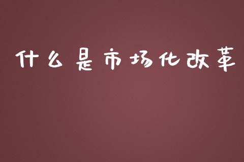 什么是市场化改革_https://m.sdyuehang.cn_德指直播室_第1张