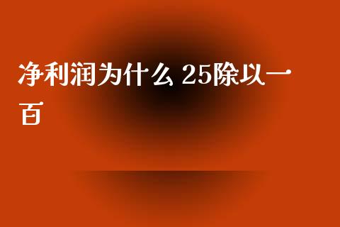 净利润为什么 25除以一百_https://m.sdyuehang.cn_国际期货恒指直播间_第1张
