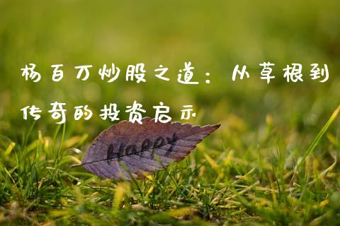 杨百万炒股之道：从草根到传奇的投资启示_https://m.sdyuehang.cn_国际期货恒指直播间_第1张