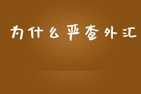 为什么严查外汇_https://m.sdyuehang.cn_国际期货恒指直播间_第1张