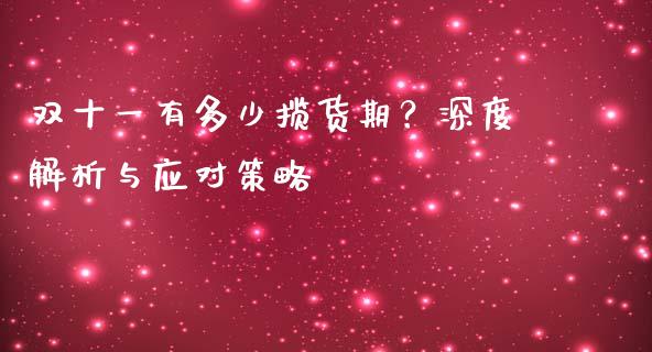 双十一有多少揽货期？深度解析与应对策略_https://m.sdyuehang.cn_恒指直播_第1张