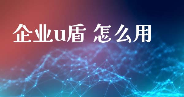 企业u盾 怎么用_https://m.sdyuehang.cn_恒指直播_第1张