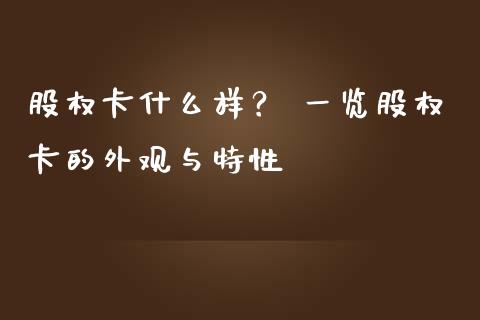 股权卡什么样？ 一览股权卡的外观与特性_https://m.sdyuehang.cn_德指直播室_第1张