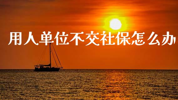 用人单位不交社保怎么办_https://m.sdyuehang.cn_恒指直播_第1张