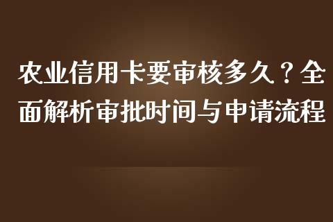 农业信用卡要审核多久？全面解析审批时间与申请流程_https://m.sdyuehang.cn_国际期货恒指直播间_第1张