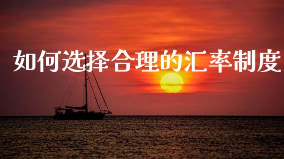 如何选择合理的汇率制度_https://m.sdyuehang.cn_纳指直播喊单_第1张