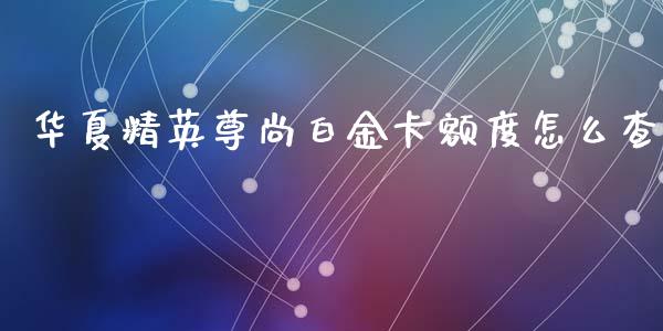 华夏精英尊尚白金卡额度怎么查_https://m.sdyuehang.cn_国际期货恒指直播间_第1张