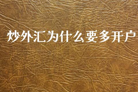 炒外汇为什么要多开户_https://m.sdyuehang.cn_德指直播室_第1张
