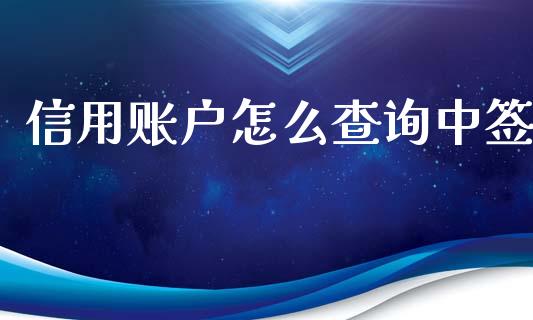 信用账户怎么查询中签_https://m.sdyuehang.cn_国际期货恒指直播间_第1张