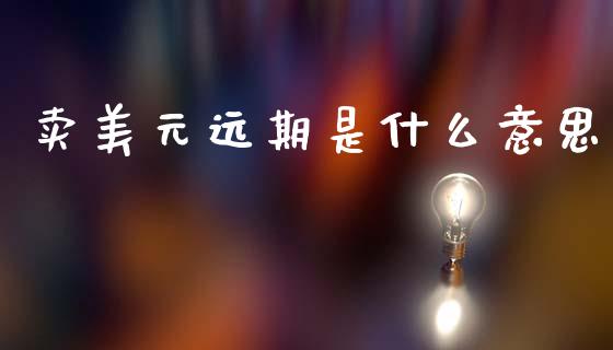 卖美元远期是什么意思_https://m.sdyuehang.cn_恒指直播_第1张