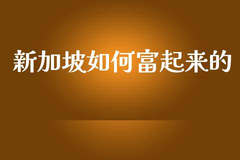 新加坡如何富起来的_https://m.sdyuehang.cn_恒指直播_第1张