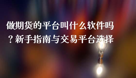 做期货的平台叫什么软件吗？新手指南与交易平台选择_https://m.sdyuehang.cn_纳指直播喊单_第1张