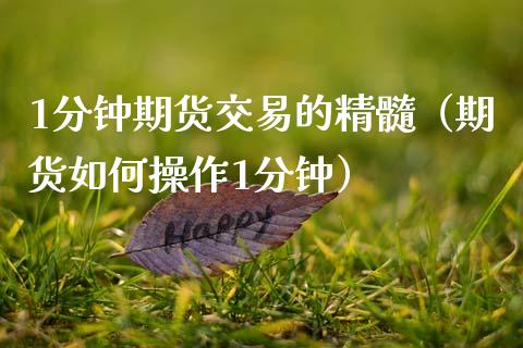 1分钟期货交易的精髓（期货如何操作1分钟）_https://m.sdyuehang.cn_德指直播室_第1张