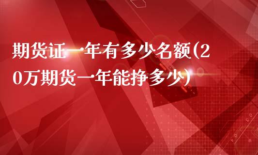 期货证一年有多少名额(20万期货一年能挣多少)_https://m.sdyuehang.cn_国际期货恒指直播间_第1张