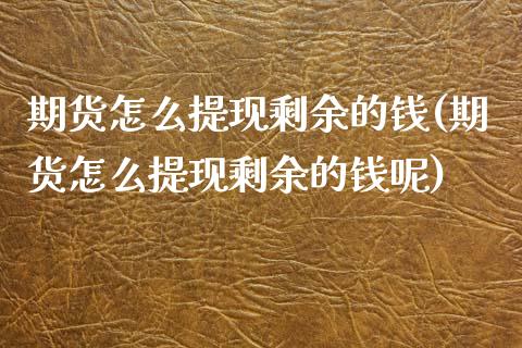 期货怎么提现剩余的钱(期货怎么提现剩余的钱呢)_https://m.sdyuehang.cn_纳指直播喊单_第1张