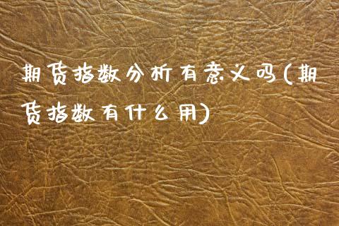 期货指数分析有意义吗(期货指数有什么用)_https://m.sdyuehang.cn_国际期货恒指直播间_第1张