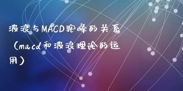 波浪与MACD驼峰的关系（macd和波浪理论的运用）_https://m.sdyuehang.cn_纳指直播喊单_第1张