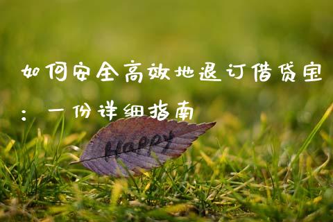 如何安全高效地退订借贷宝：一份详细指南_https://m.sdyuehang.cn_纳指直播喊单_第1张
