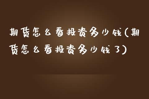 期货怎么看投资多少钱(期货怎么看投资多少钱了)_https://m.sdyuehang.cn_国际期货恒指直播间_第1张