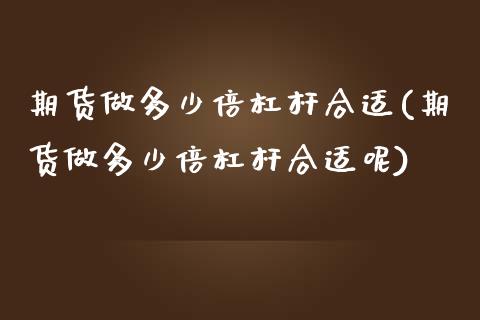 期货做多少倍杠杆合适(期货做多少倍杠杆合适呢)_https://m.sdyuehang.cn_恒指直播_第1张