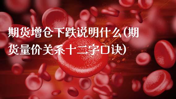 期货增仓下跌说明什么(期货量价关系十二字口诀)_https://m.sdyuehang.cn_德指直播室_第1张