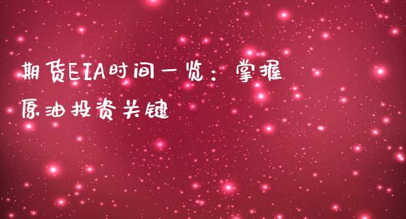 期货EIA时间一览：掌握原油投资关键_https://m.sdyuehang.cn_德指直播室_第1张