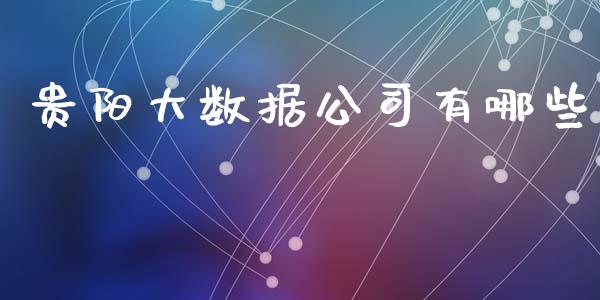 贵阳大数据公司有哪些_https://m.sdyuehang.cn_恒指直播_第1张