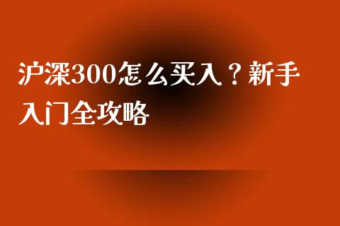 沪深300怎么买入？新手入门全攻略_https://m.sdyuehang.cn_恒指直播_第1张