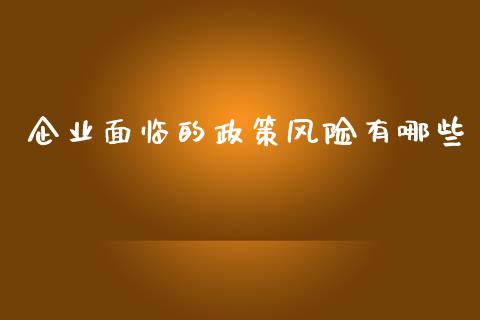 企业面临的政策风险有哪些_https://m.sdyuehang.cn_纳指直播喊单_第1张