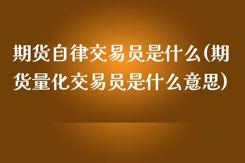 期货自律交易员是什么(期货量化交易员是什么意思)_https://m.sdyuehang.cn_恒指直播_第1张