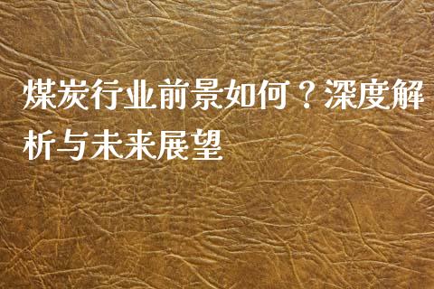煤炭行业前景如何？深度解析与未来展望_https://m.sdyuehang.cn_纳指直播喊单_第1张