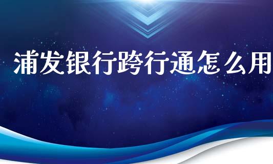 浦发银行跨行通怎么用_https://m.sdyuehang.cn_德指直播室_第1张