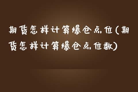 期货怎样计算爆仓点位(期货怎样计算爆仓点位数)_https://m.sdyuehang.cn_国际期货恒指直播间_第1张