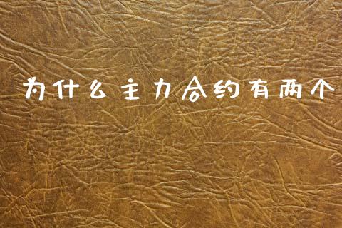 为什么主力合约有两个_https://m.sdyuehang.cn_德指直播室_第1张