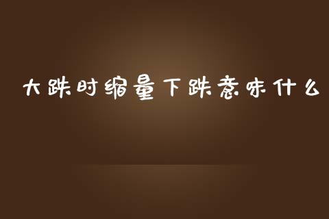 大跌时缩量下跌意味什么_https://m.sdyuehang.cn_德指直播室_第1张