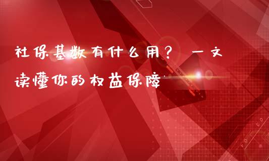 社保基数有什么用？ 一文读懂你的权益保障_https://m.sdyuehang.cn_国际期货恒指直播间_第1张