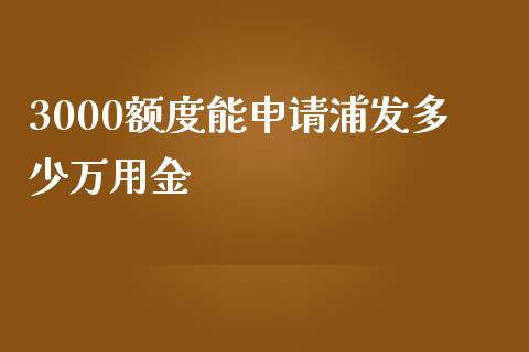 3000额度能申请浦发多少万用金_https://m.sdyuehang.cn_国际期货恒指直播间_第1张