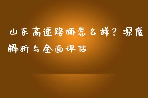 山东高速路桥怎么样？深度解析与全面评估_https://m.sdyuehang.cn_德指直播室_第1张
