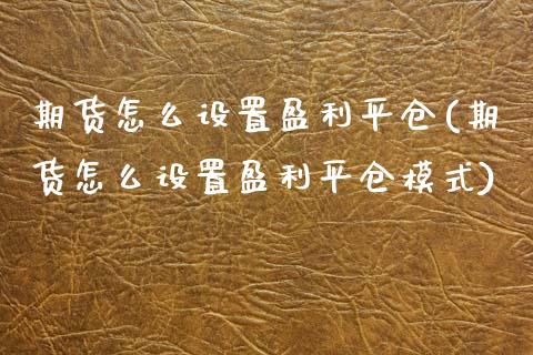 期货怎么设置盈利平仓(期货怎么设置盈利平仓模式)_https://m.sdyuehang.cn_德指直播室_第1张