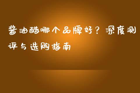 酱油醋哪个品牌好？深度测评与选购指南_https://m.sdyuehang.cn_纳指直播喊单_第1张