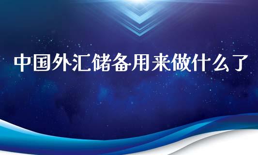 中国外汇储备用来做什么了_https://m.sdyuehang.cn_纳指直播喊单_第1张