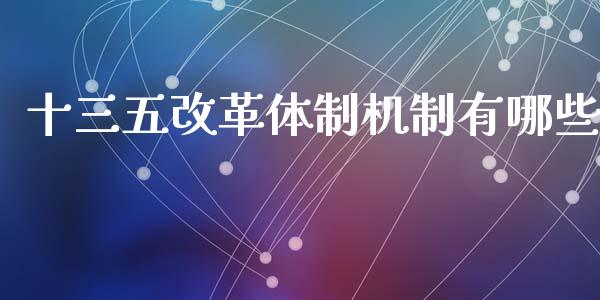 十三五改革体制机制有哪些_https://m.sdyuehang.cn_德指直播室_第1张