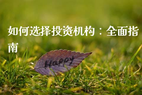 如何选择投资机构：全面指南_https://m.sdyuehang.cn_纳指直播喊单_第1张