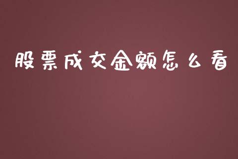 股票成交金额怎么看_https://m.sdyuehang.cn_国际期货恒指直播间_第1张
