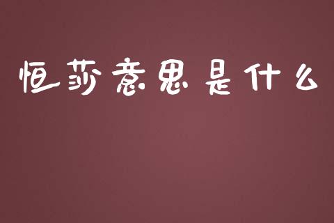 恒莎意思是什么_https://m.sdyuehang.cn_国际期货恒指直播间_第1张