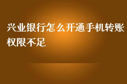 兴业银行怎么开通手机转账权限不足_https://m.sdyuehang.cn_恒指直播_第1张