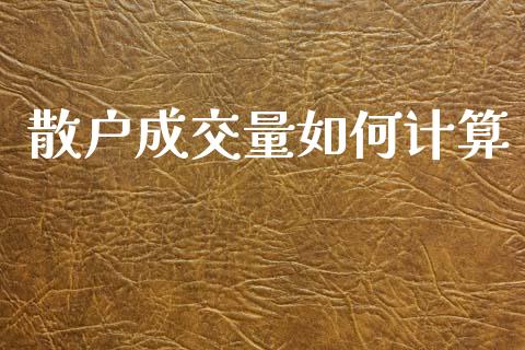 散户成交量如何计算_https://m.sdyuehang.cn_恒指直播_第1张